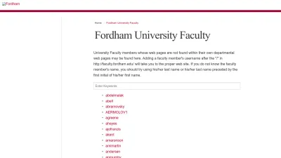 Screenshot preview of faculty.fordham.edu
