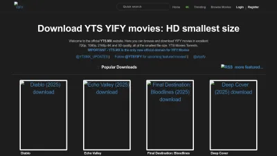 Screenshot preview of yts.mx
