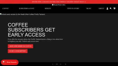 Screenshot preview of deathwishcoffee.com