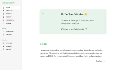 Screenshot preview of tomcritchlow.com