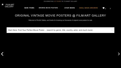 Screenshot preview of filmartgallery.com