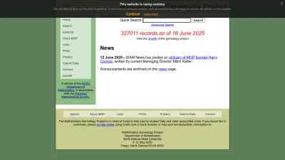 Screenshot preview of mathgenealogy.org