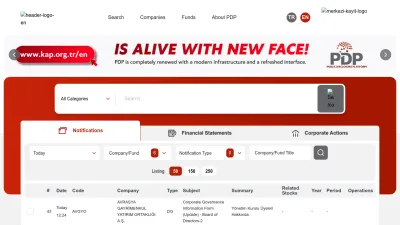 Screenshot preview of kap.org.tr