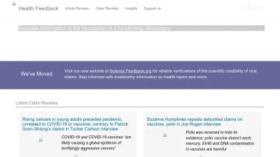 Screenshot preview of healthfeedback.org