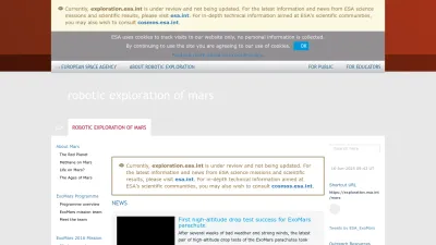 Screenshot preview of exploration.esa.int