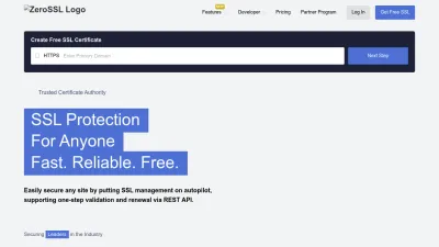 Screenshot preview of zerossl.com