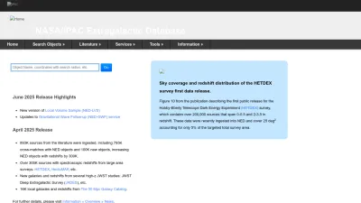 Screenshot preview of ned.ipac.caltech.edu