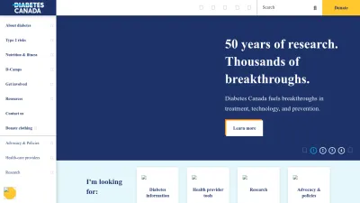 Screenshot preview of diabetes.ca