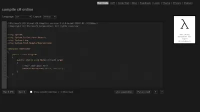 Screenshot preview of rextester.com