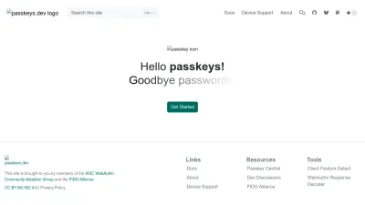 Screenshot preview of passkeys.dev