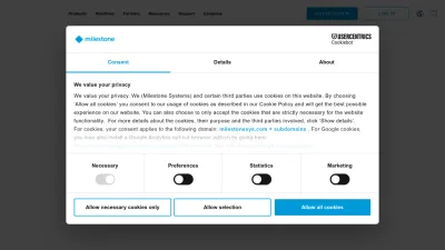 Screenshot preview of milestonesys.com