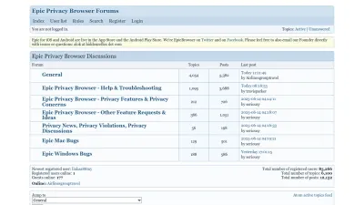 Screenshot preview of forum.epicbrowser.com