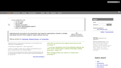 Screenshot preview of publicationslist.org