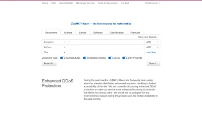 Screenshot preview of zbmath.org