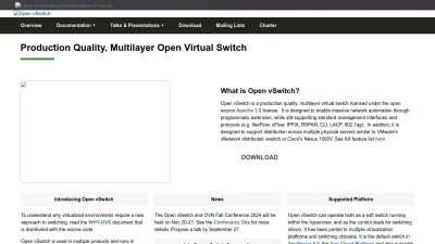 Screenshot preview of openvswitch.org
