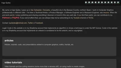 Screenshot preview of iquilezles.org