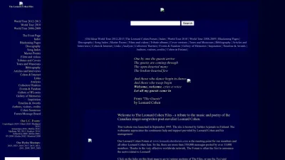 Screenshot preview of leonardcohenfiles.com