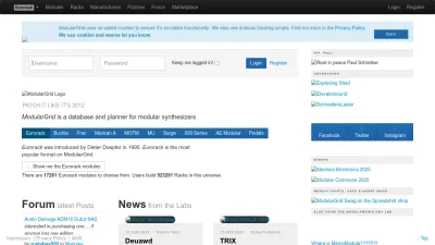 Screenshot preview of modulargrid.net