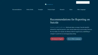 Screenshot preview of reportingonsuicide.org