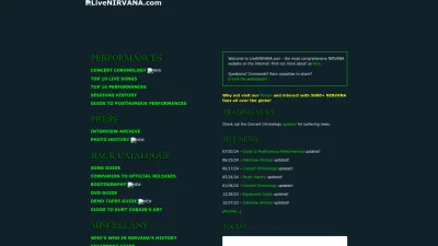 Screenshot preview of livenirvana.com
