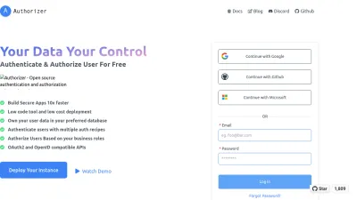 Screenshot preview of authorizer.dev