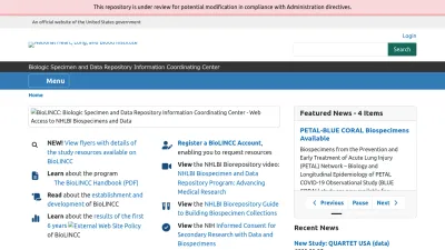 Screenshot preview of biolincc.nhlbi.nih.gov