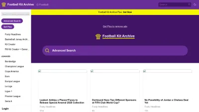 Screenshot preview of footballkitarchive.com