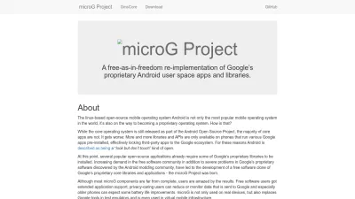 Screenshot preview of microg.org