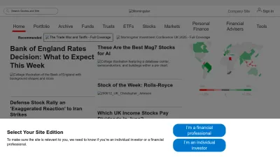 Screenshot preview of morningstar.co.uk