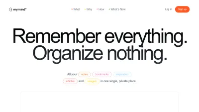 Screenshot preview of mymind.com
