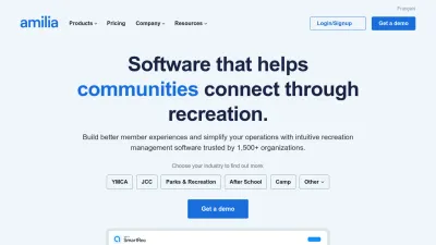 Screenshot preview of amilia.com