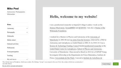 Screenshot preview of mikepeel.net