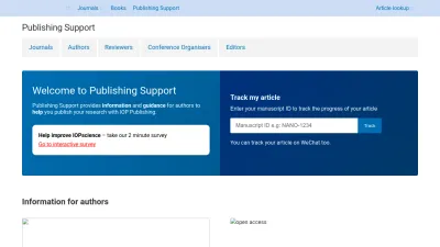 Screenshot preview of publishingsupport.iopscience.iop.org