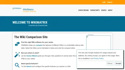 Screenshot preview of wikimatrix.org