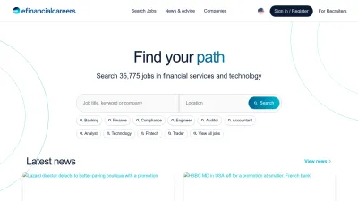 Screenshot preview of efinancialcareers.com