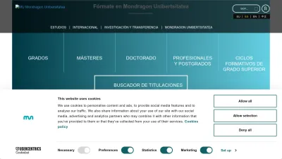 Screenshot preview of mondragon.edu