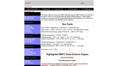 Screenshot preview of solarscience.msfc.nasa.gov