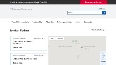 Screenshot preview of esa.act.gov.au