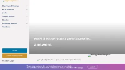 Screenshot preview of edgarcayce.org
