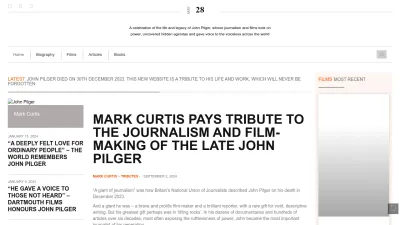 Screenshot preview of johnpilger.com