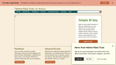 Screenshot preview of gobotany.nativeplanttrust.org