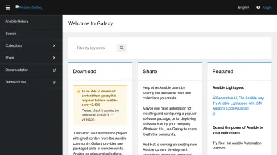 Screenshot preview of galaxy.ansible.com