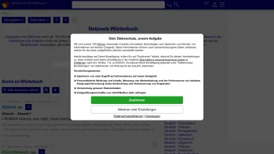 Screenshot preview of verbformen.de