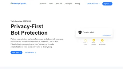 Screenshot preview of friendlycaptcha.com