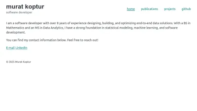 Screenshot preview of muratkoptur.com