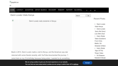 Screenshot preview of popdirt.com