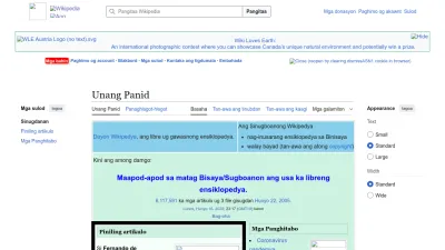 Screenshot preview of ceb.wikipedia.org