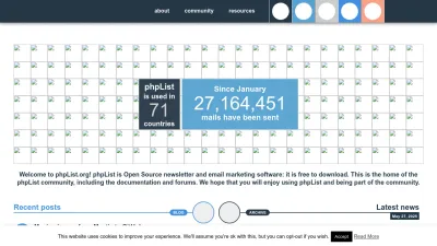 Screenshot preview of phplist.org