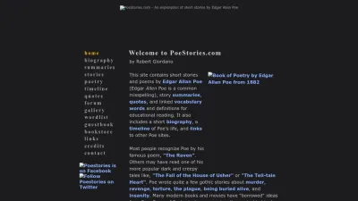 Screenshot preview of poestories.com