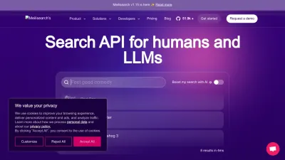 Screenshot preview of meilisearch.com
